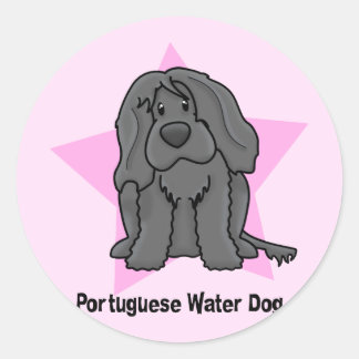 Kawaii Star Portuguese Water Dog Classic Round Sticker