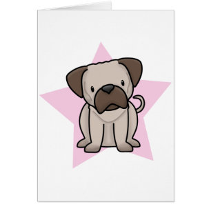 Kawaii Star Pug Card
