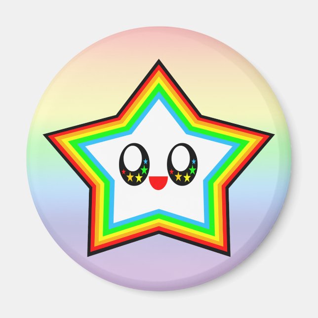KAWAII STAR RAINBOW HAPPY FACE LUCKY MAGNET (Front)