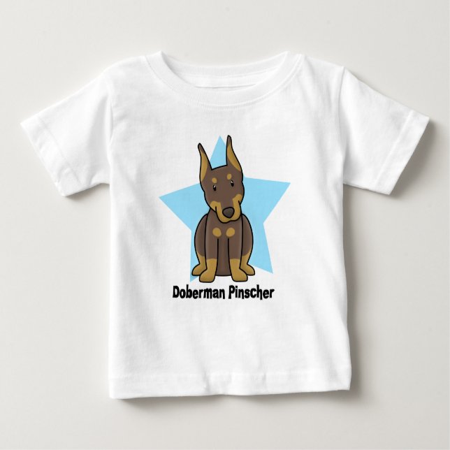 Kawaii Star Red Doberman Pinscher Baby T-Shirt (Front)