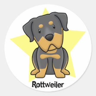 Kawaii Star Rottweiler Classic Round Sticker