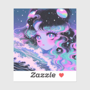 Kawaii Star-Sea Girl Under Cosmic Waves