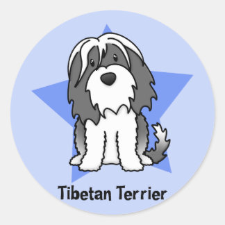 Kawaii Star Tibetan Terrier Classic Round Sticker