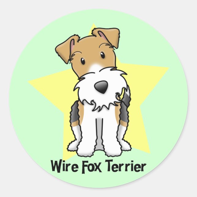 Kawaii Star Wire Fox Terrier Classic Round Sticker (Front)