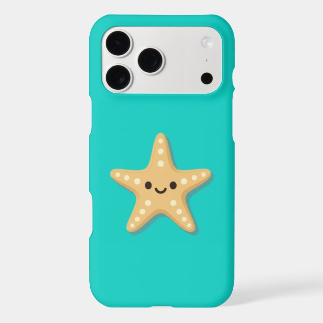 Kawaii Starfish Cute Sea Creature Teal Art (Back)