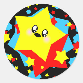 KAWAII STARS COSMIC BLAST CLASSIC ROUND STICKER