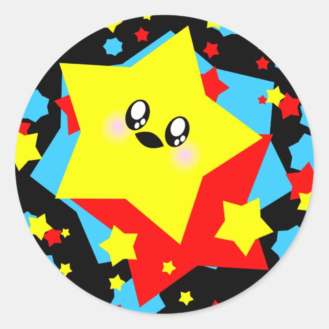 KAWAII STARS COSMIC BLAST CLASSIC ROUND STICKER (Front)