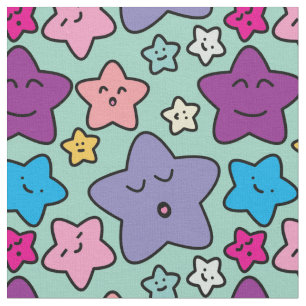 Kawaii stars- cute pattern minty fabric