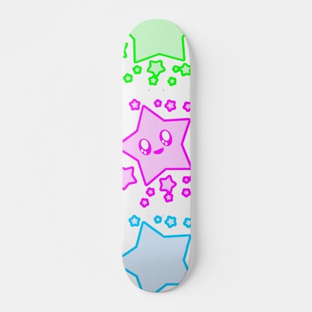 KAWAII STARS HAPPY SPACE FACE SKATEBOARD (Front)
