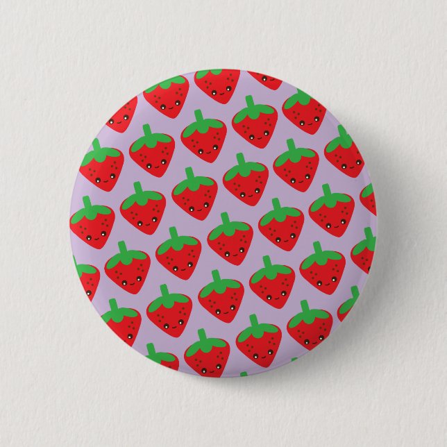 Kawaii Strawberry 6 Cm Round Badge (Front)