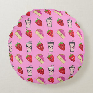 KAWAII STRAWBERRY AND CHEESECAKE ROUND CUSHION