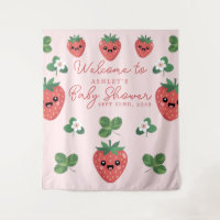 Kawaii Strawberry Baby Shower Backdrop