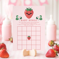 Kawaii Strawberry Baby Shower Bingo Game Card