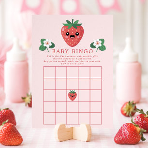 Kawaii Strawberry Baby Shower Bingo Game Card