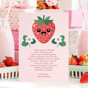 Kawaii Strawberry Baby Shower Thank You Card