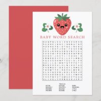 Kawaii Strawberry Baby Shower Word Search Game