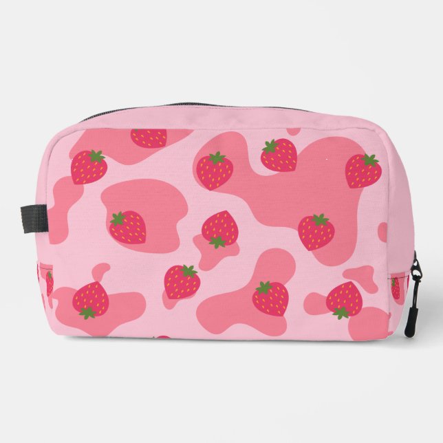 kawaii strawberry cow pattern  dopp kit (Front)