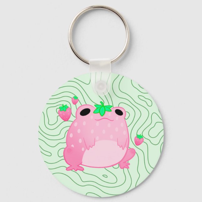 Kawaii Strawberry Frog Softcore Key Ring (Front)