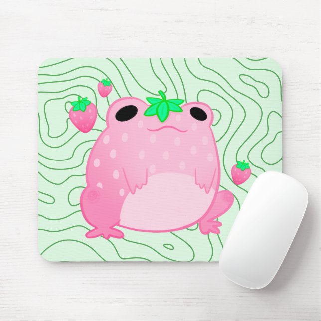Kawaii Strawberry Frog Softcore Mouse Pad (With Mouse)