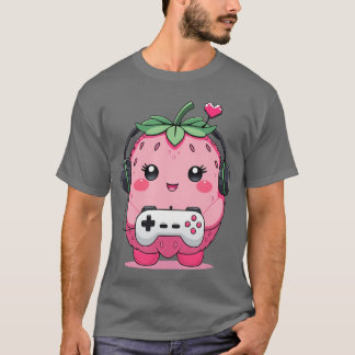 Kawaii Strawberry Gamer Cute Gaming Fruit Design f T-Shirt