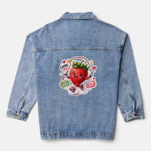 Kawaii Strawberry Jump Rope Fitness Sticker Denim Jacket