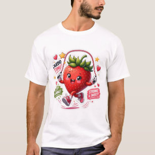 Kawaii Strawberry Jump Rope Fitness Sticker T-Shirt