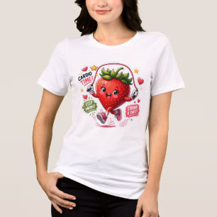 Kawaii Strawberry Jump Rope Fitness Sticker Tri-Blend Shirt