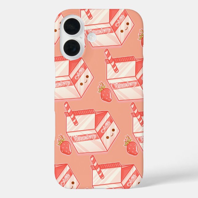 Kawaii Strawberry Milk Carton - Cute Aesthetic Art Case-Mate iPhone Case (Back)