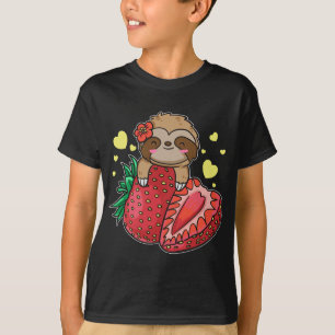 Kawaii Strawberry Sloth Lover Fruit Cute Strawberr T-Shirt