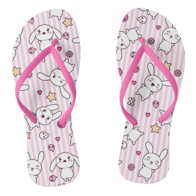 kawaii stripes pattern jandals (Footbed)