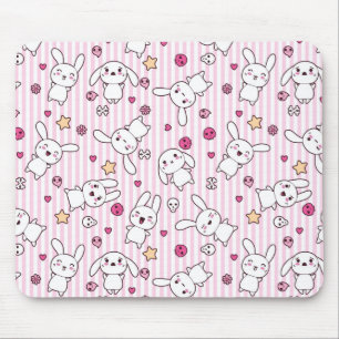 kawaii stripes pattern mouse pad