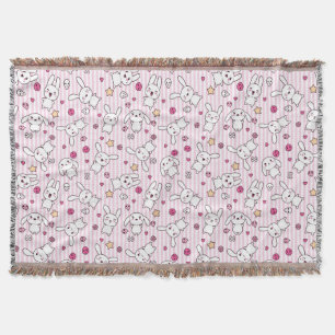 kawaii stripes pattern throw blanket