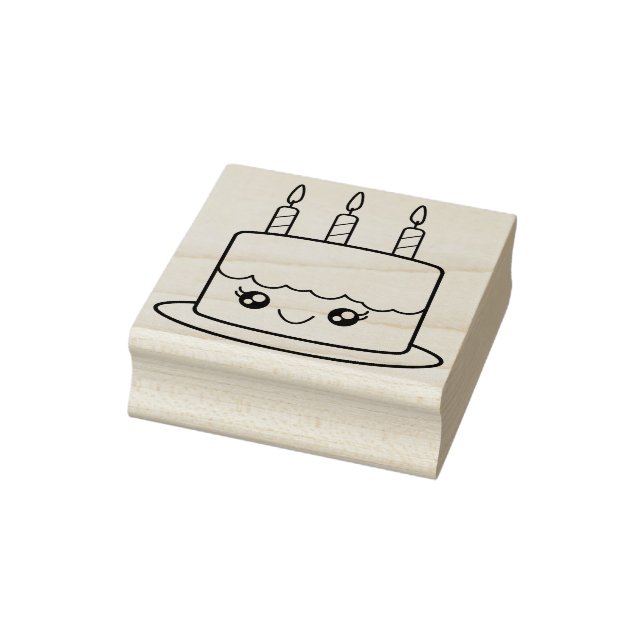 Kawaii Style Birthday Cake  Rubber Stamp (Stamp)
