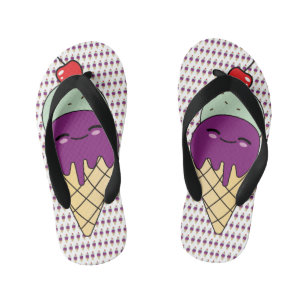Kawaii Style Happy Ice Cream Cone Flip Flops