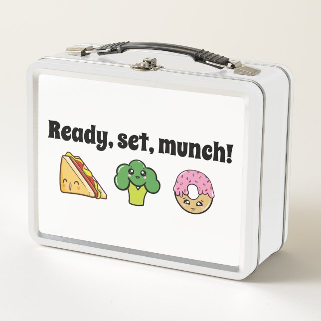 Kawaii style Ready, set, munch Metal Lunch Box (Front)