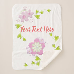 Kawaii Style Sakura Cherry Tree Blossom Sherpa Blanket