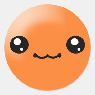 Kawaii Sugar Dots Orange Happy Face Sticker