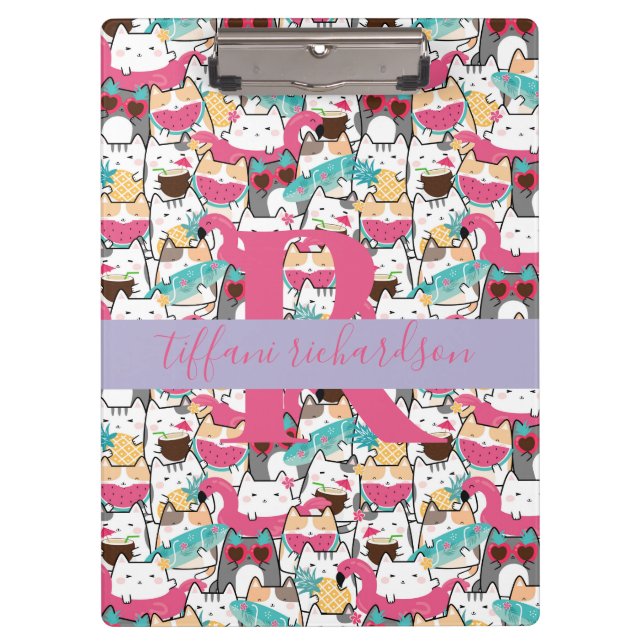 Kawaii Summer Cute Kitty Cats Clipboard (Front)