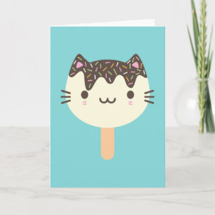 Kawaii Summer Ice Lolly Popsicle Cat Card