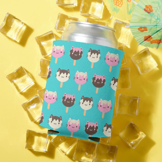 Kawaii Summer Ice Lolly Popsicle Cats Can Cooler (In Situ Summer)