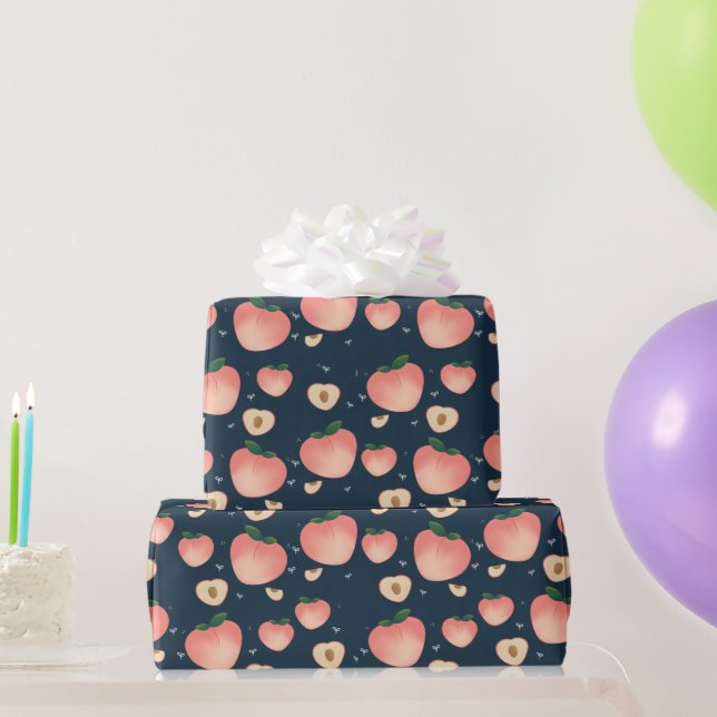 Kawaii Summer Peach Pattern Wrapping Paper (Party Gifts)