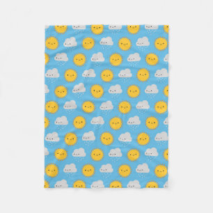 Kawaii Sun & Rain Fleece Blanket