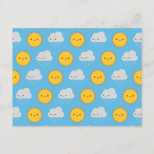 Kawaii Sun & Rain Postcard