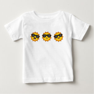 Kawaii Sun with Sunglasses Happy Emoji Faces Baby T-Shirt