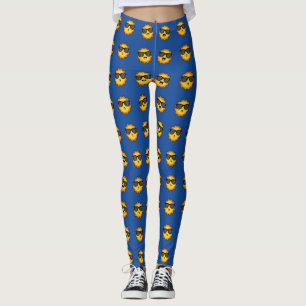 Kawaii Sun with Sunglasses Happy Emoji Faces Leggings