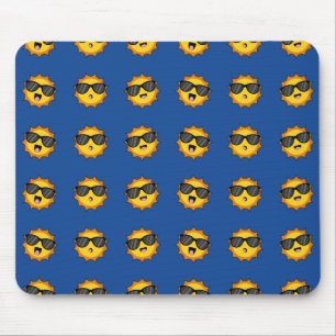 Kawaii Sun with Sunglasses Happy Emoji Faces Mouse Pad