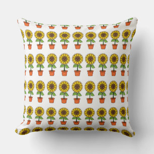 Kawaii Sunflower Plant in a Pot Cushion