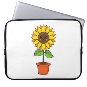 Kawaii Sunflower Plant in a Pot Laptop Sleeve