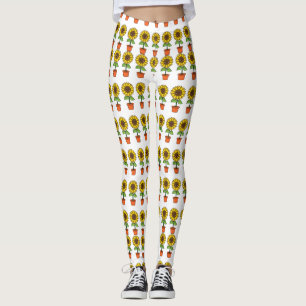 Kawaii Sunflower Plant in a Pot Leggings