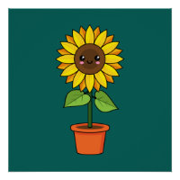 Kawaii Sunflower Plant in a Pot